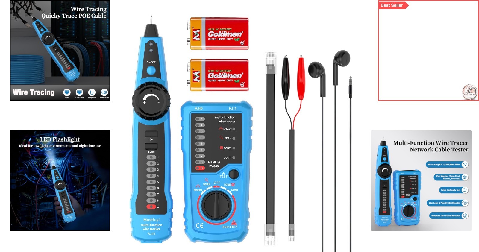 Professional Network & Cable Tester with Line Finder & Fault Detection