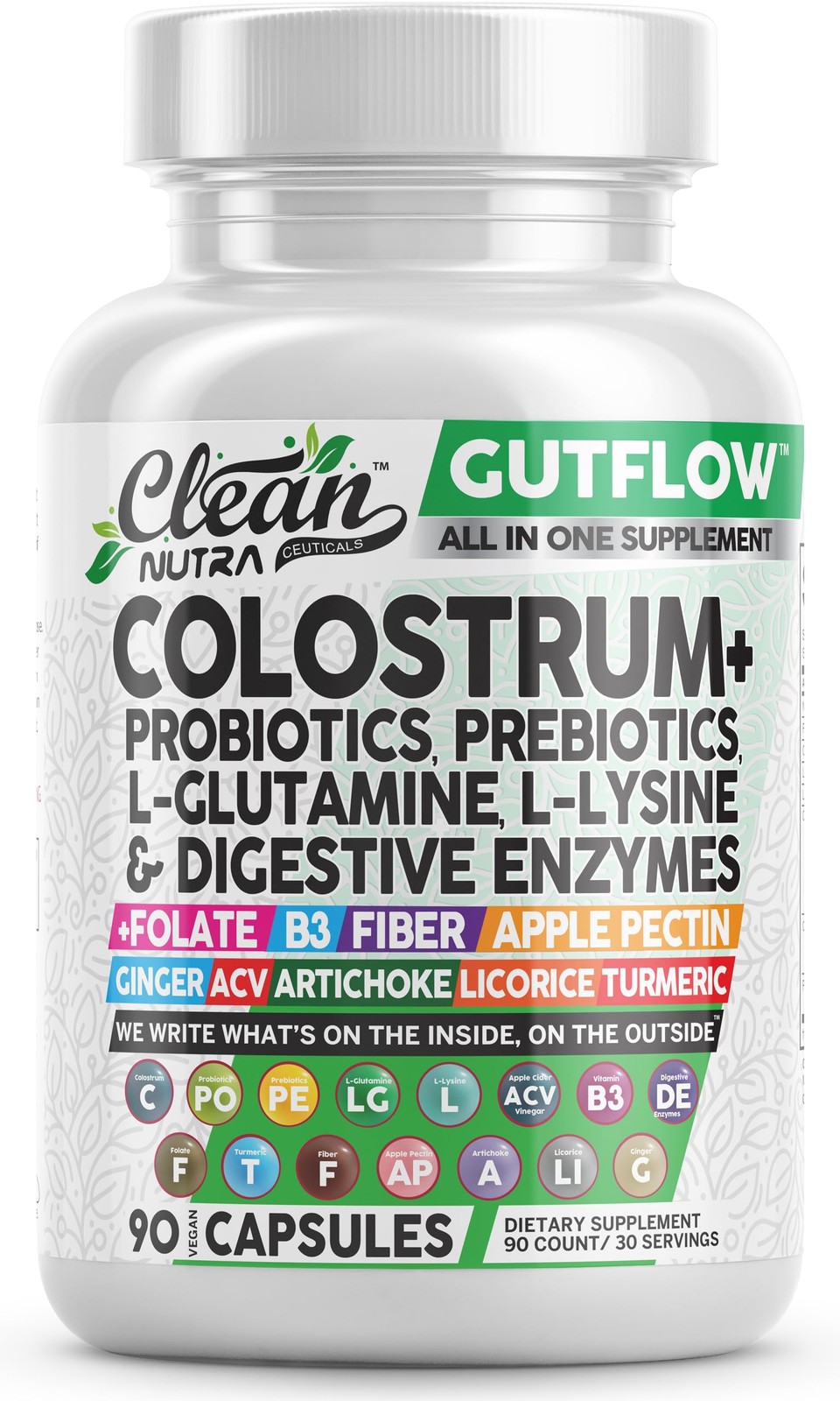 Clean Nutraceuticals Colostrum Probiotics Digestive Enzymes Capsules