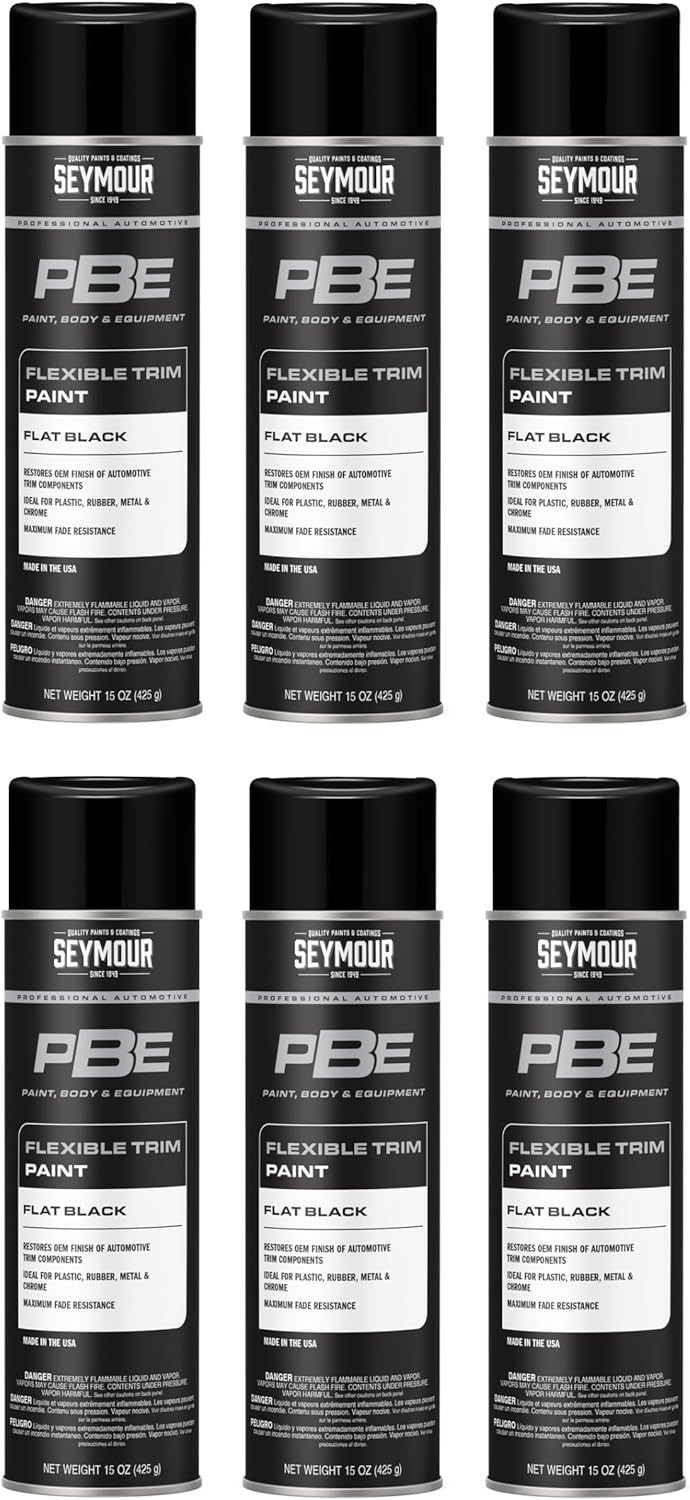 PBE 20-1678 Flexible Trim Spray Flat Black 15oz Fast-Drying Acrylic Paint 6-Pack