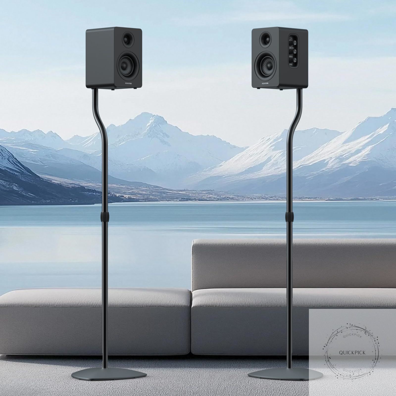 Universal Speaker Stands Pair, Satellite & Bookshelf Speaker Stands-28-38in Adju