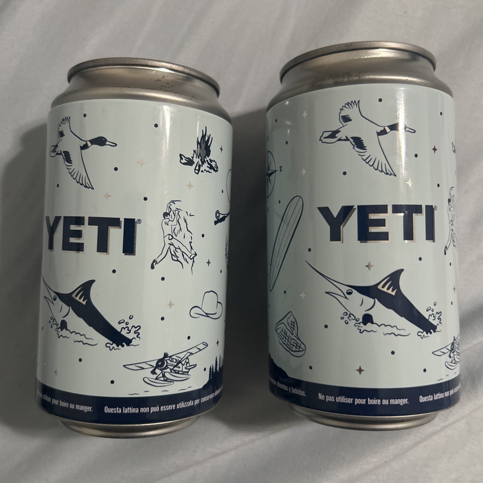 Yeti 12 oz Pop Top Stash Storage Can Light Blue Shark Beach Lot of 2 Brand New