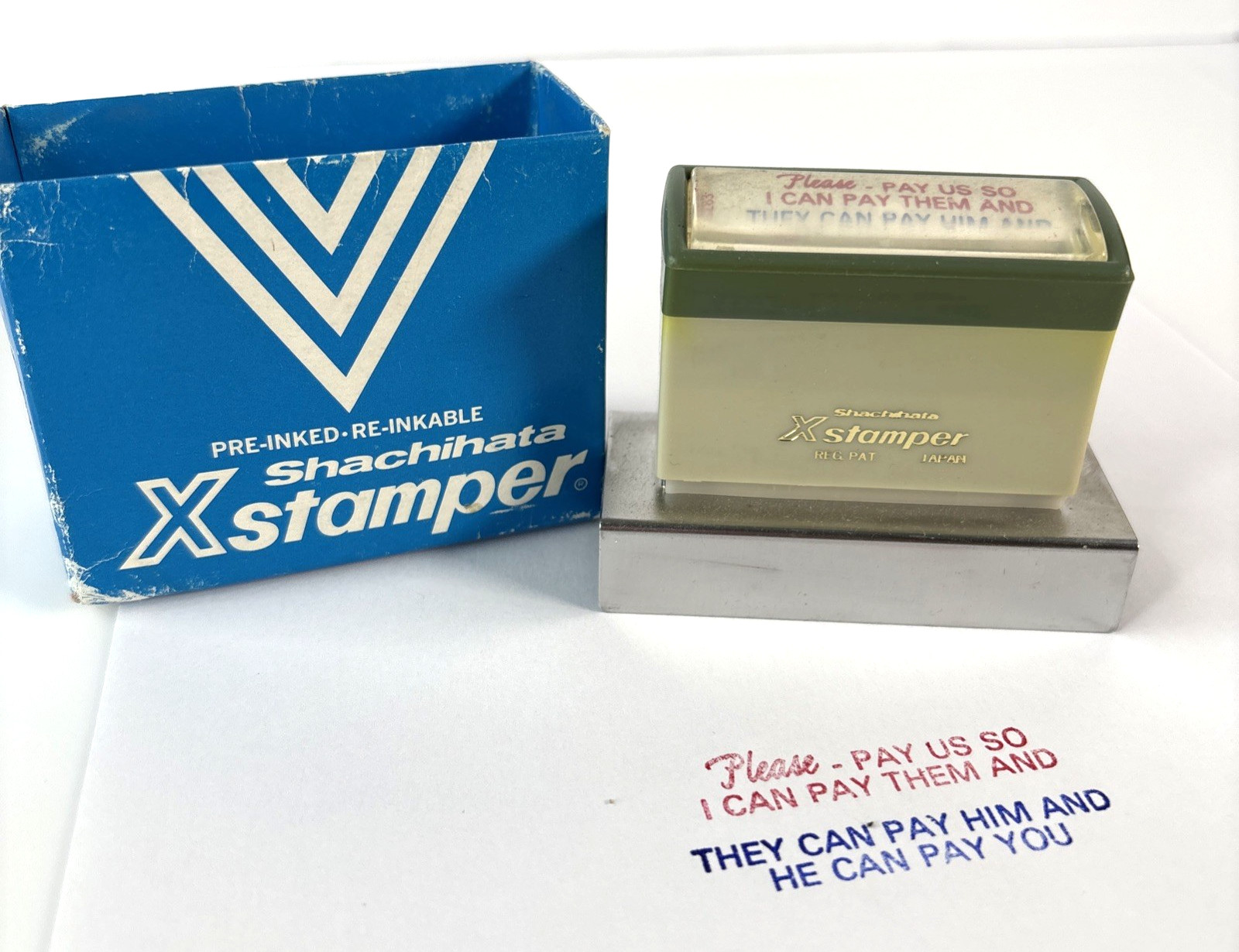 Vintage Shachihata Xstamper  Funny Pre-Inked Re-Inkable Stamp Mail Fun
