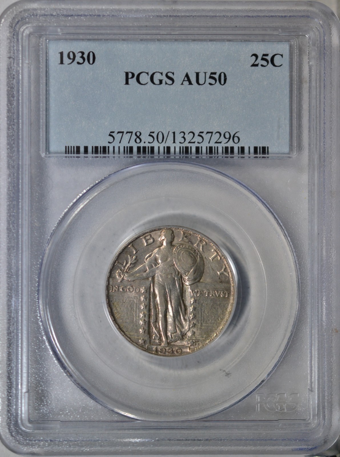 1930 Standing Liberty quarter, PCGS AU  50