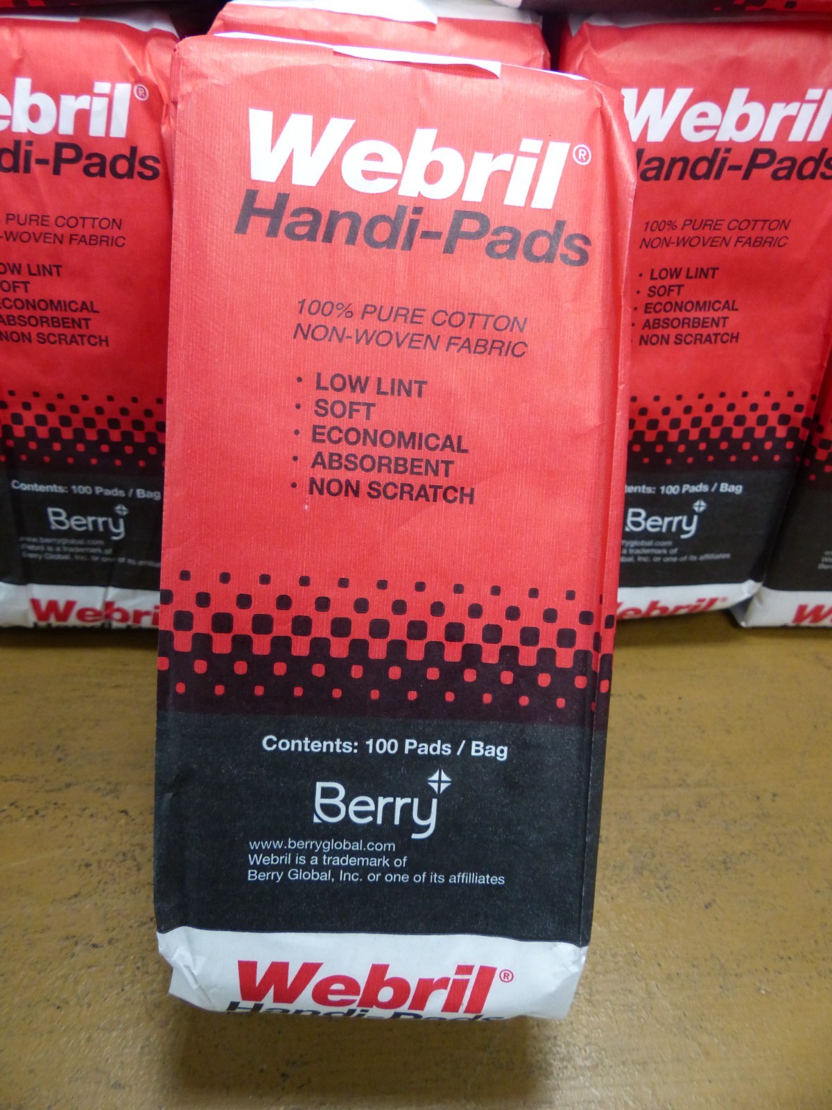 WEBRIL 4 x 4 Pure Cotton HANDI PADS 100 Per Bag Offset Printing Accessories