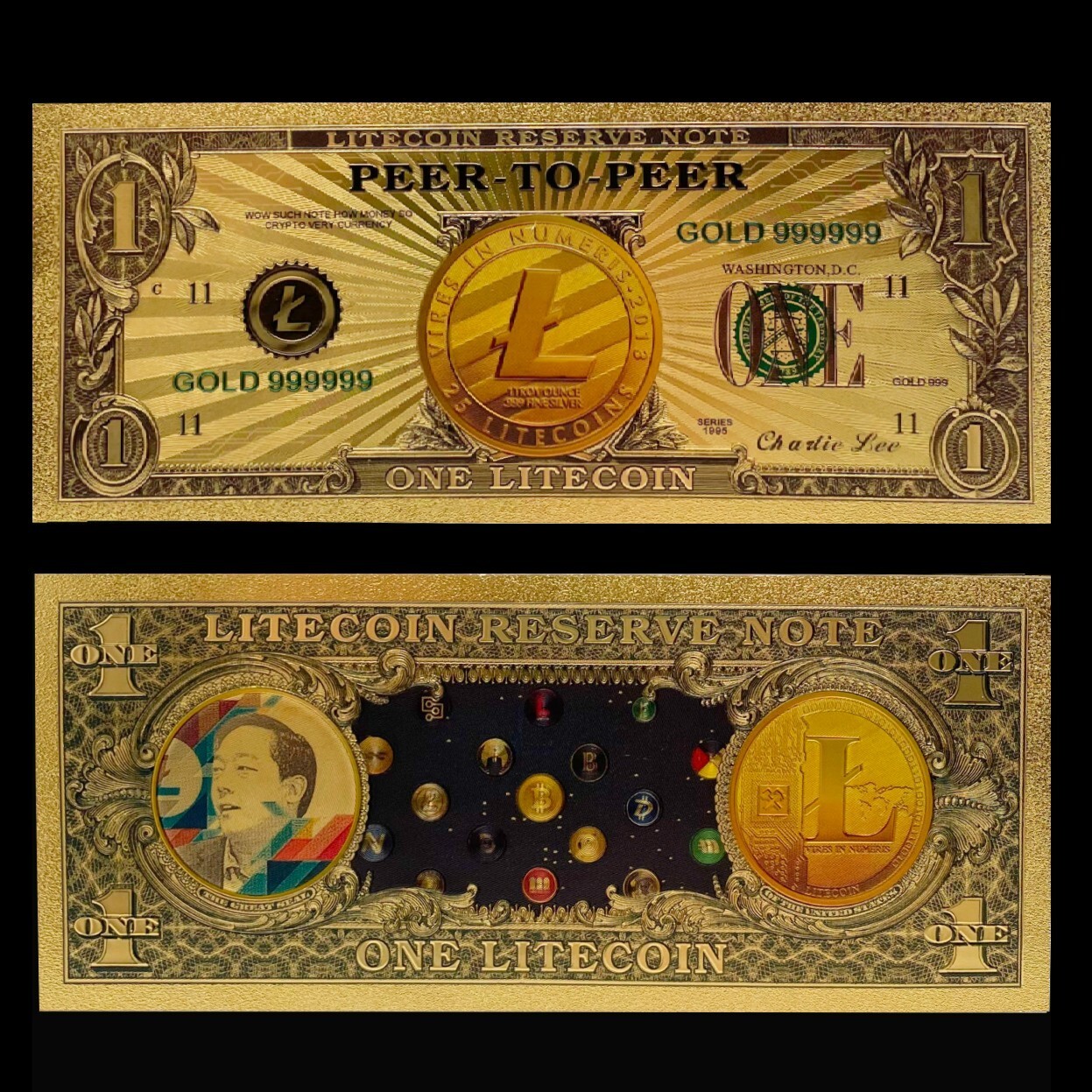 Litecoin Commemorative Gold Foil Note LTC - CryptoCurrency Peer - Peer New