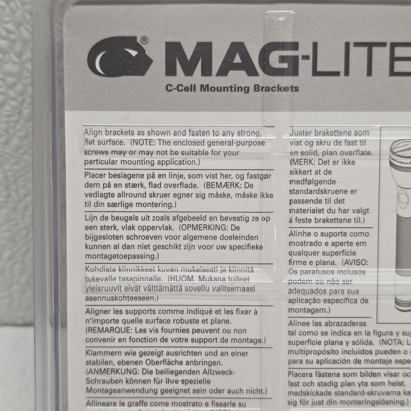 Maglite Black Universal Mounting Brackets for C-Cell Flashlight
