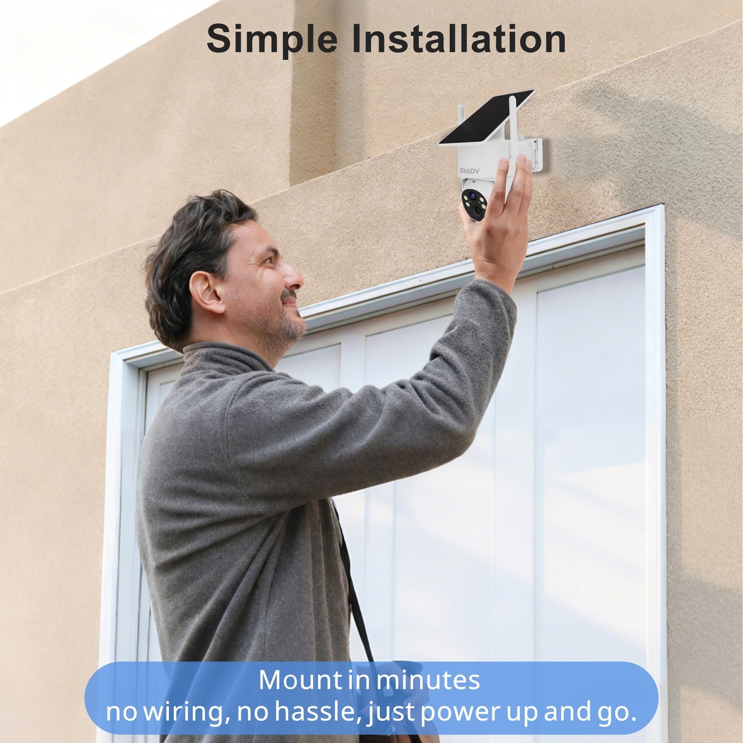 Solar Battery Powered Camera WiFi6 Wireless Security System PTZ Outdoor 2PACK
