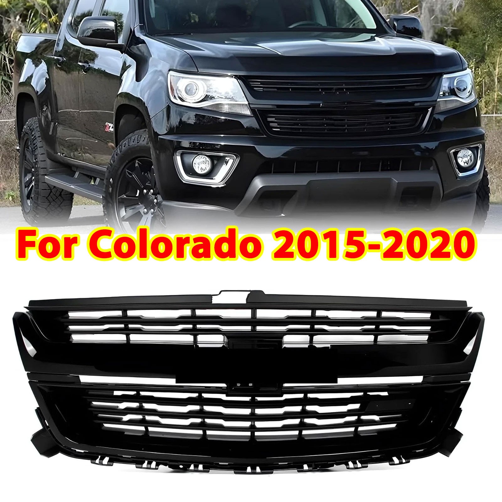 84270791 Front Grille Glossy Black For Chevrolet Colorado 2015 2016 2017-2020