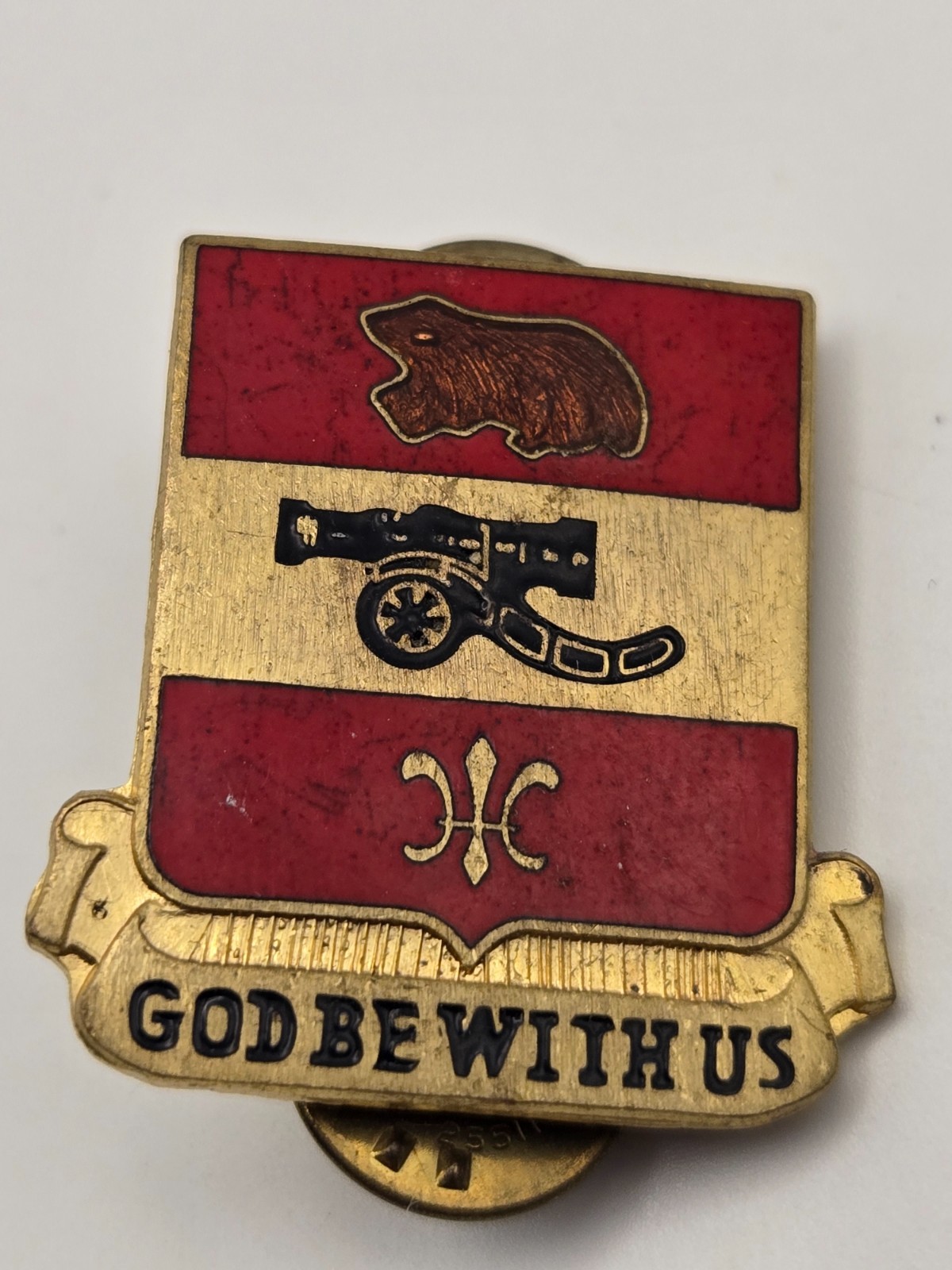Vintage Army DUI Pin - "God Be With Us" 469th Field Artillery Regiment