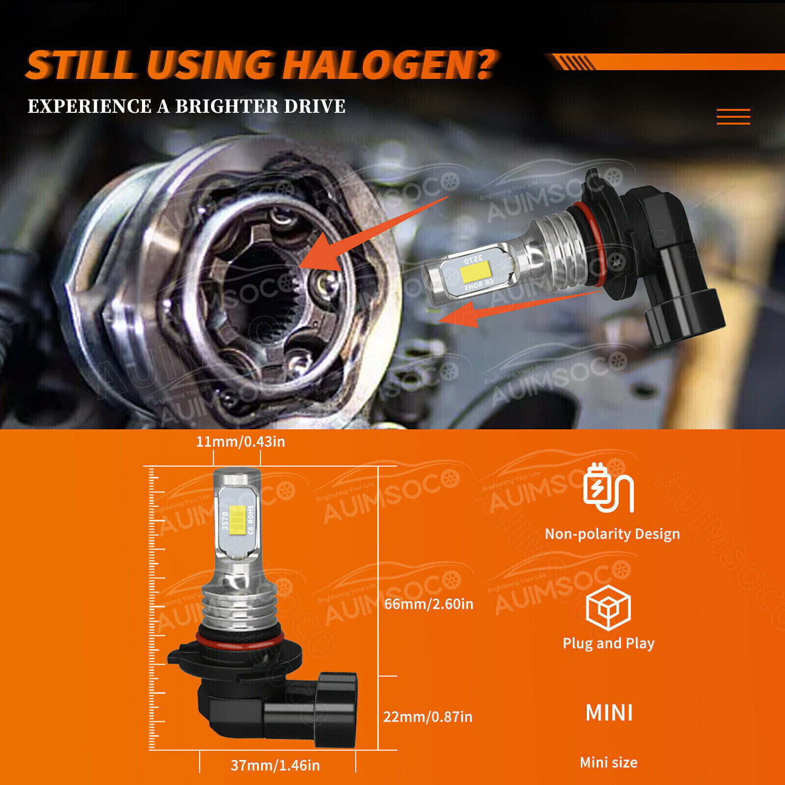 LED Headlight Bulbs Combo Kit 9005 + H11 High Low Beam 6500K White Super Bright
