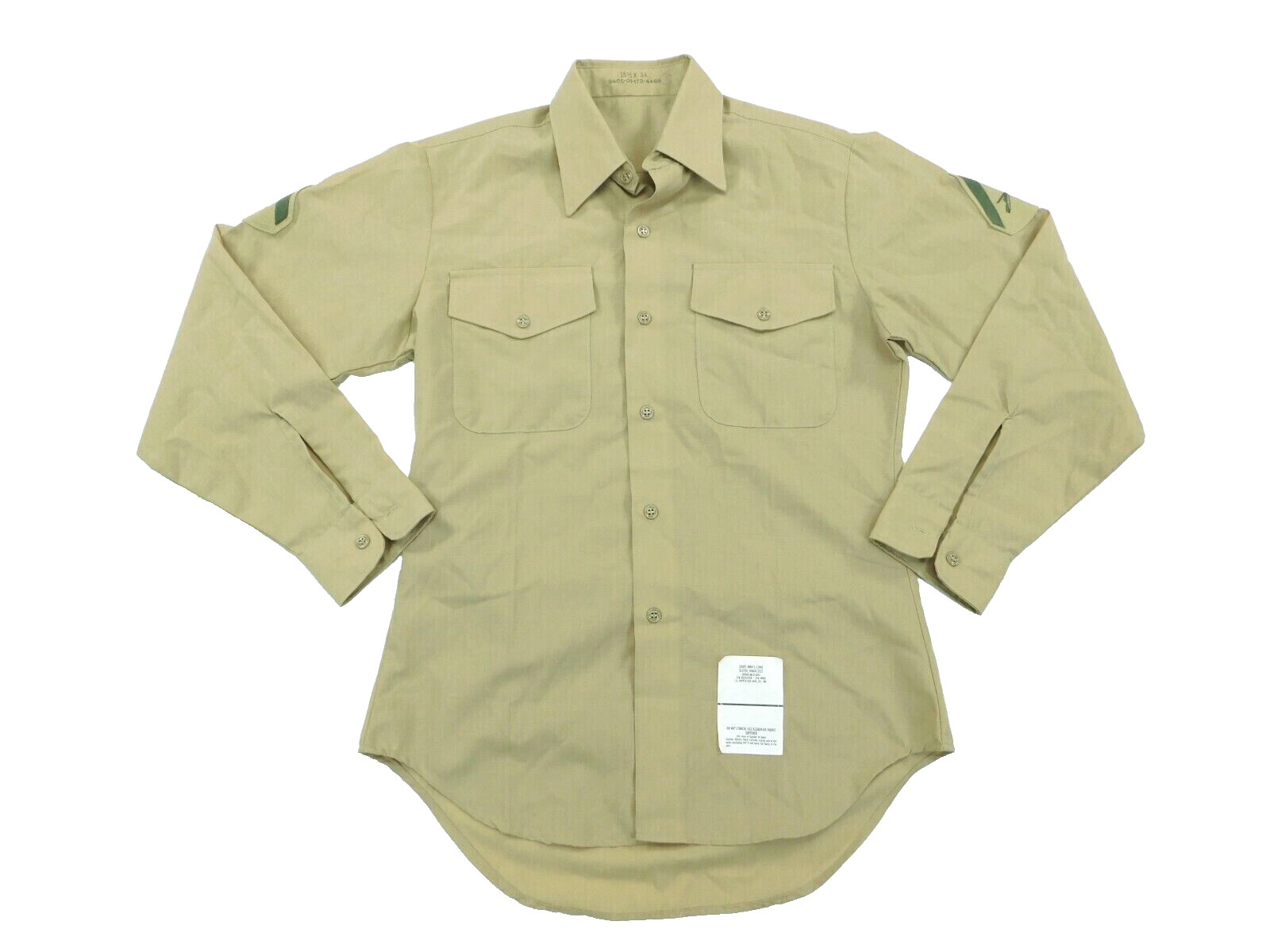 USMC Dress Shirt 15 1/2 x 34 US Marine Khaki 2122 Long Sleeve P/W Uniform 1996