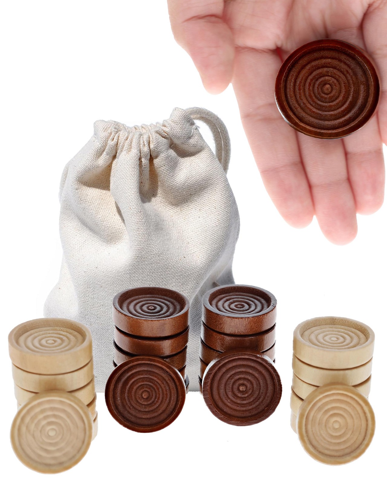 Wooden Checkers Pieces Only (1.5 inch), Checker Board Game & Backgammon Piece...