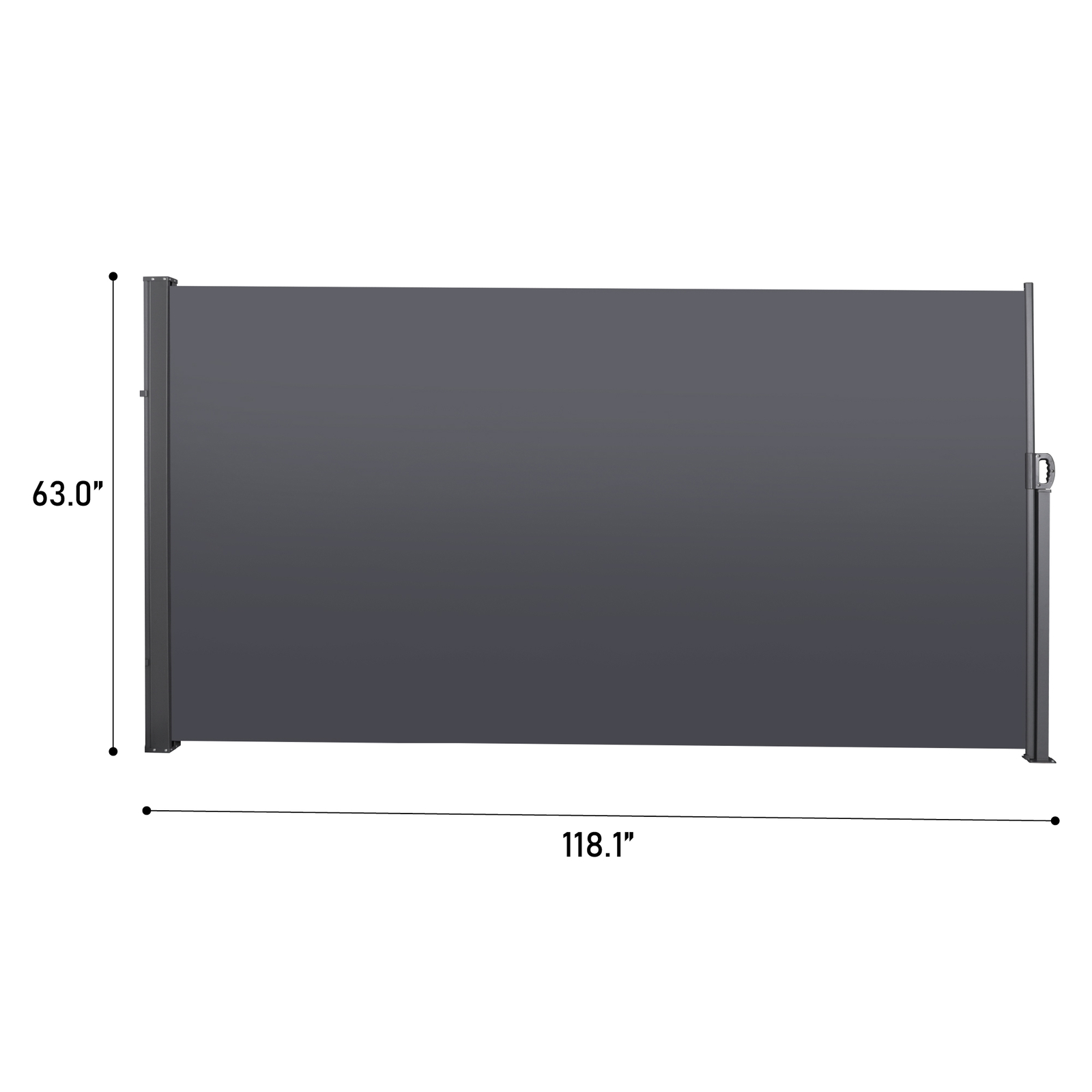 118.1"x62.9" Retractable Side Screen Awning, UV Resistant, Waterproof -Dark Grey