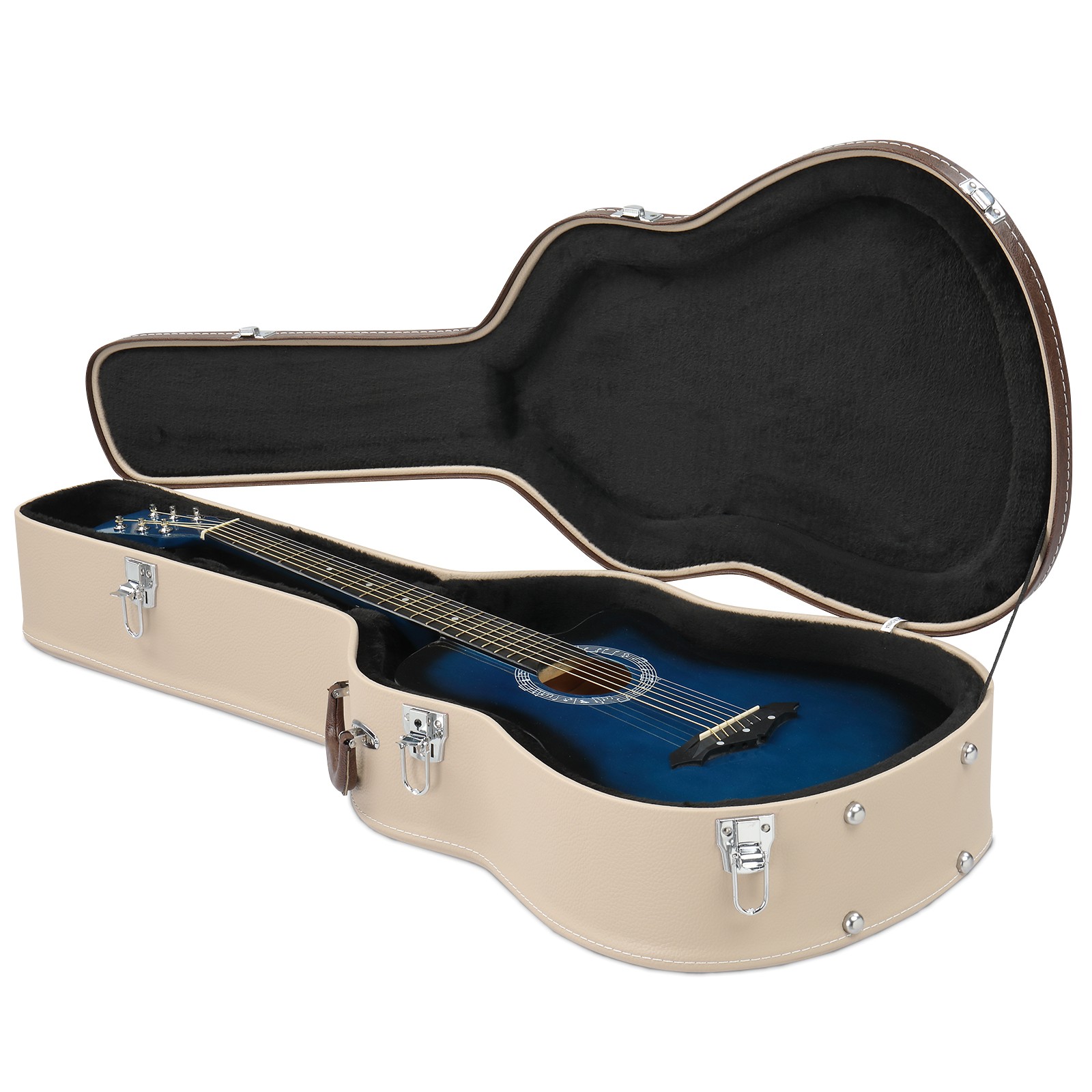 Glarry 39" Microgroove Beige Hard Shell Classical Guitar Case With Keys Lockable