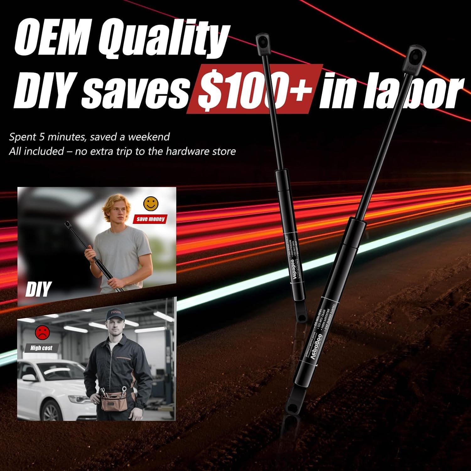 55113748AA Front Hood Struts Lift Support for Jeep Grand Cherokee 2011-2020, Hoo