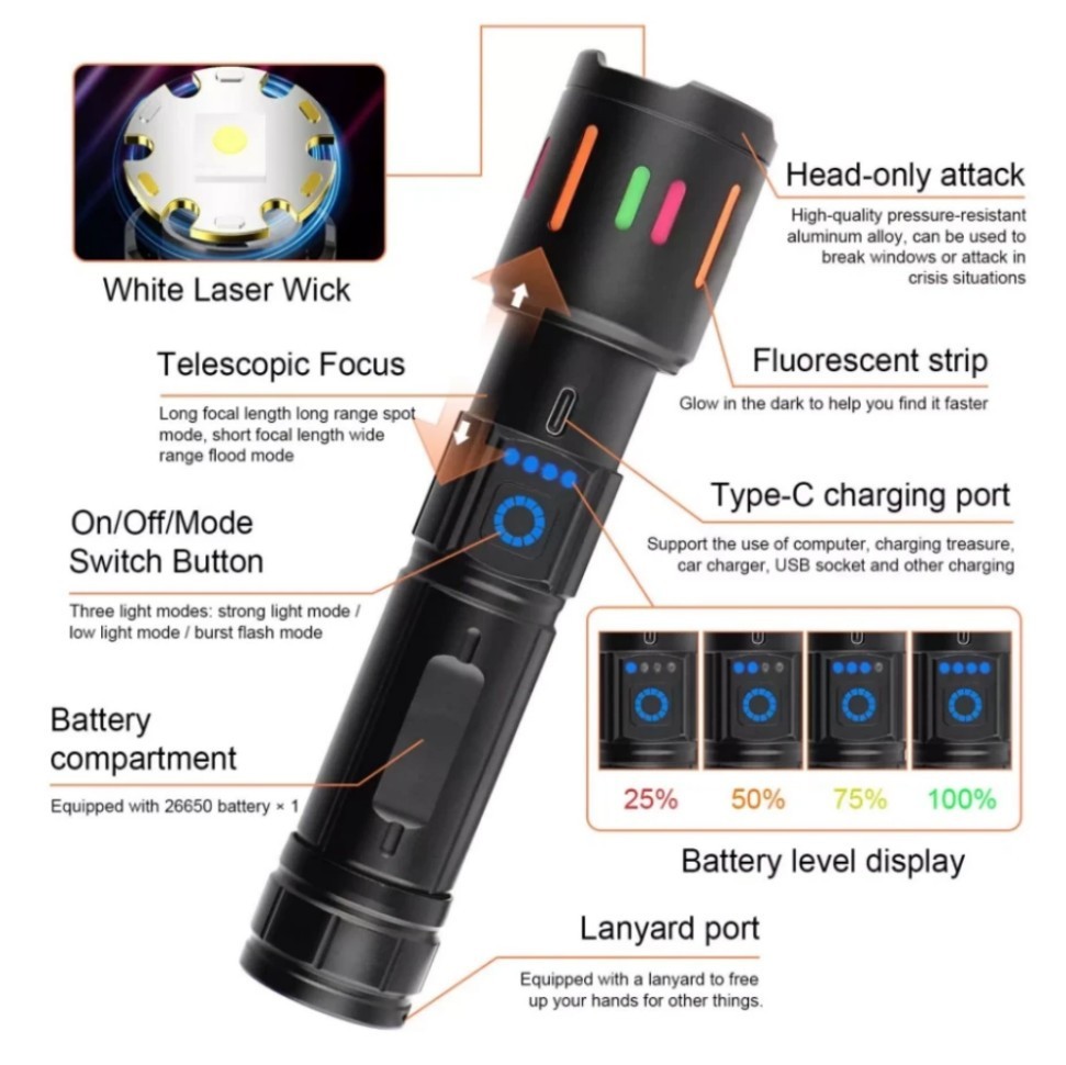 350000000 Lumen Super Bright LED Tactical Flashlight Rechargeable Work Light%%#