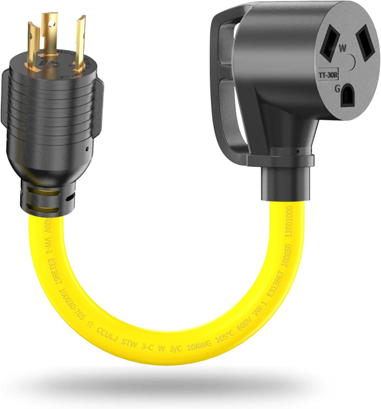30 Amp 3 Prong Twist Lock to RV Adapter Cord, Generator Locking Plug NEMA L5-30P