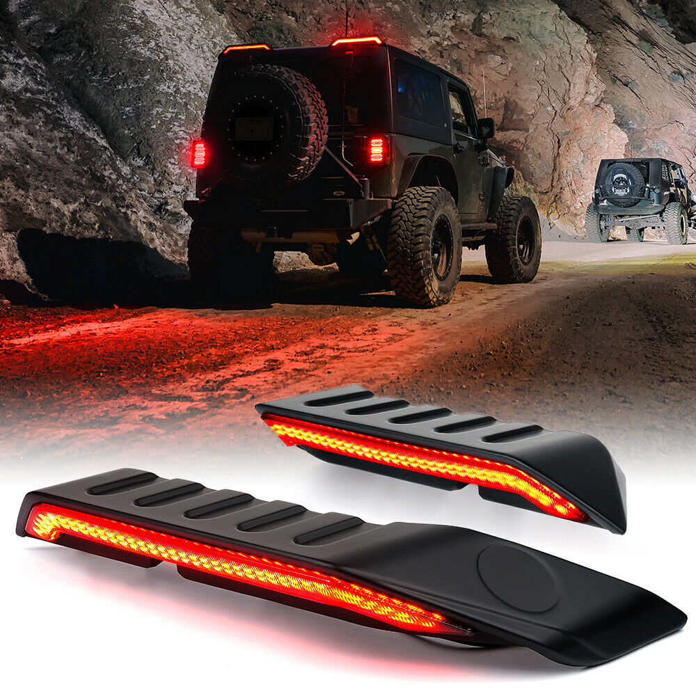 Rear Roof Spoiler Wing W/ Tail LED Light Lamp For Jeep Wrangler JK JKU 2007-2018