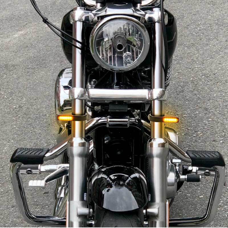 2* Motorcycle 41mm Fork Clamp Front LED Turn Signals Blinker Light Amber+White