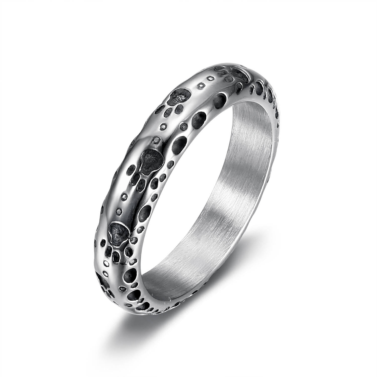 Stainless Steel Vintage Band Rings Pet Dog Paw Print Animal Finger Ring 8-12