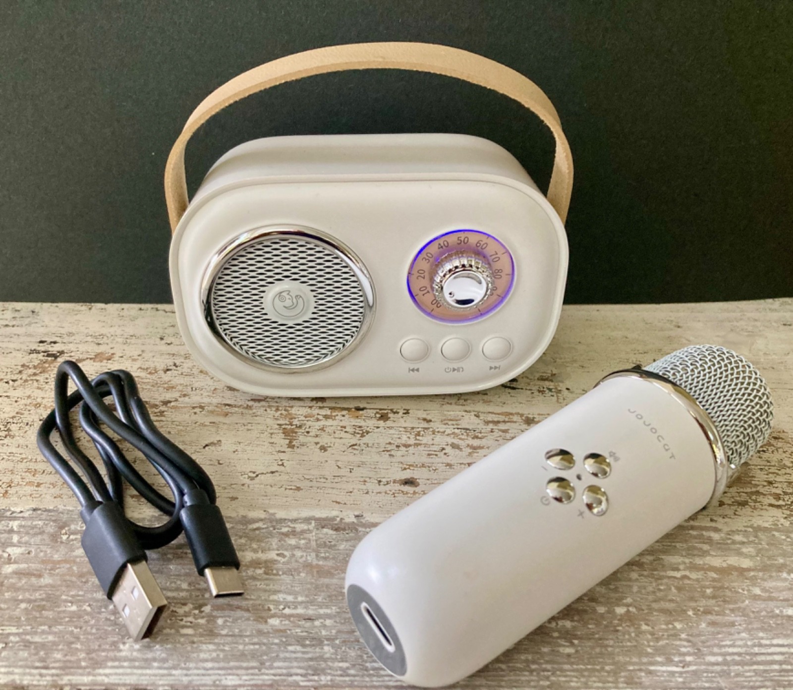 Jojocat karaoke microphone and bluetooth speaker set with charging cable