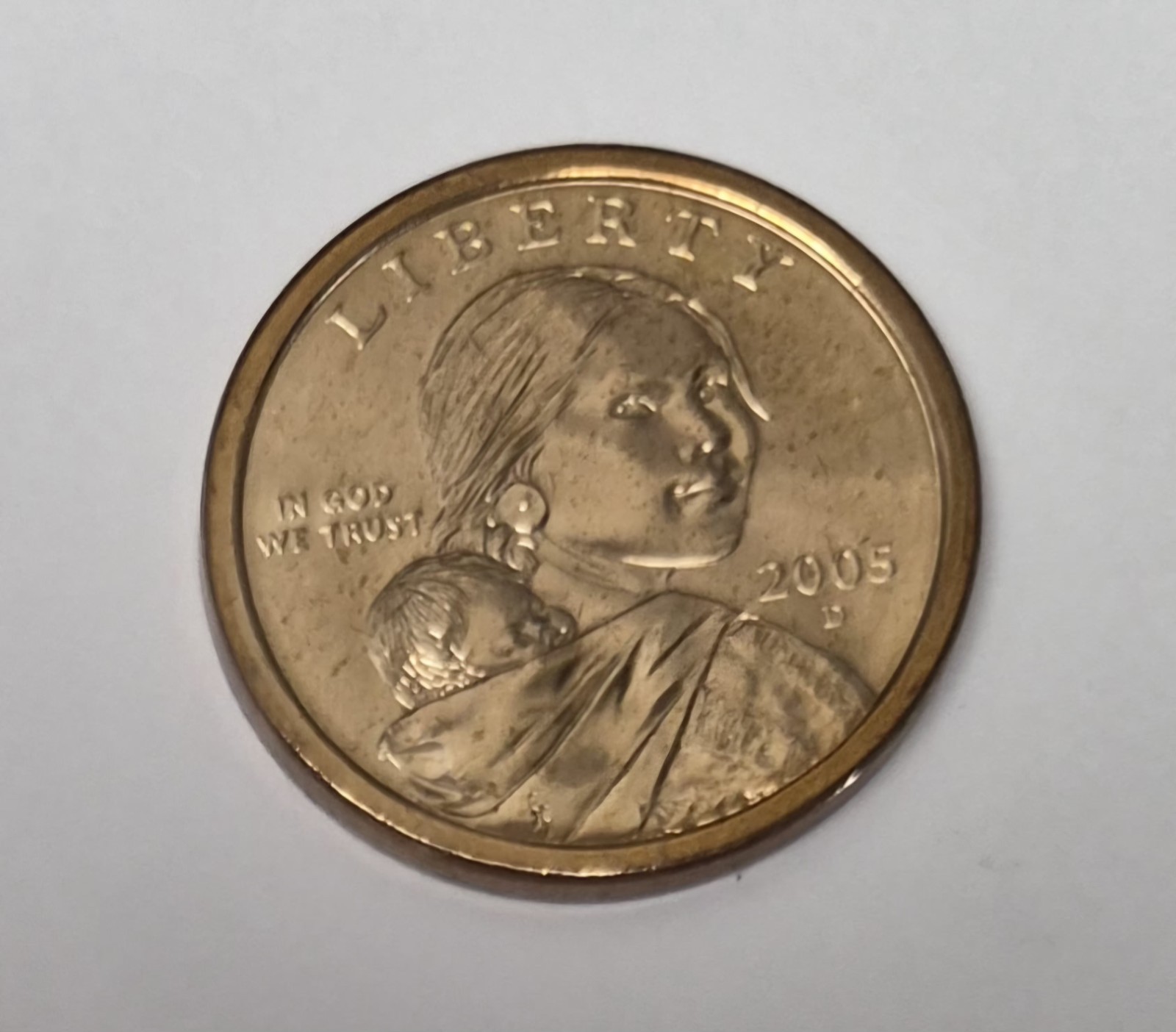 2005 D Sacagawea Native  American Dollar Coin Uncirculated From US Mint roll.