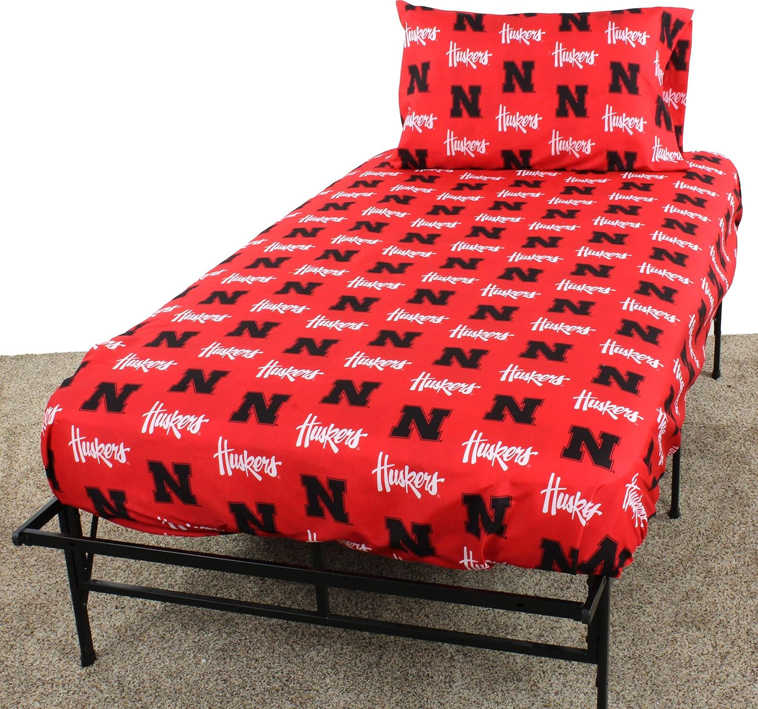 Everything Comfy Nebraska Cornhuskers Queen Sized 4 Piece Sheet Set, Team Color