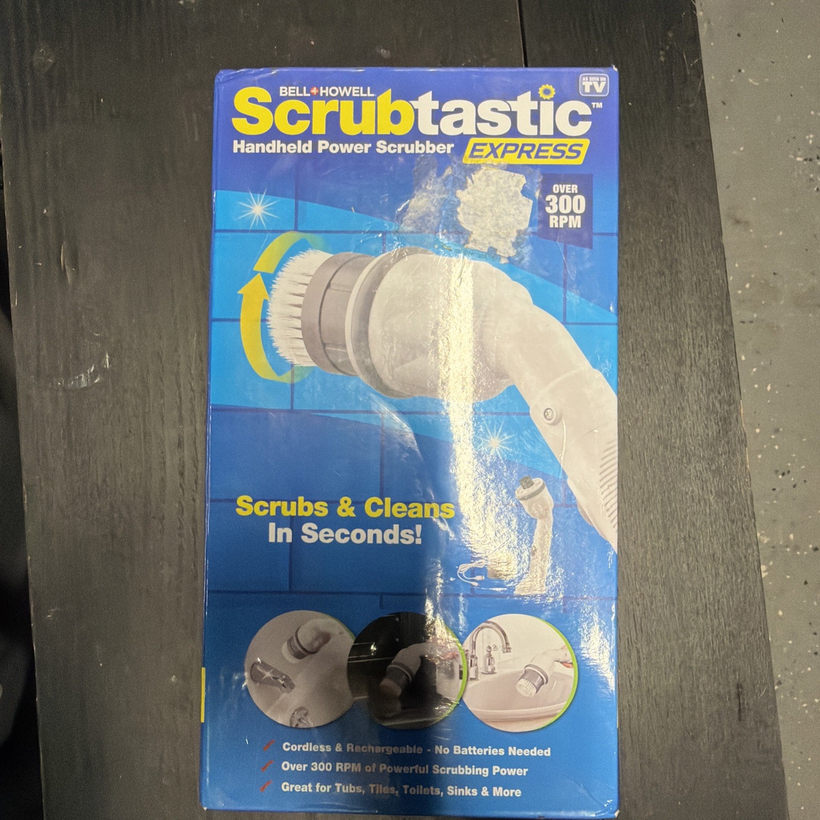 NEW Scrubtastic Express Bell Howell Handheld Power Scrubber Over 300 RPM