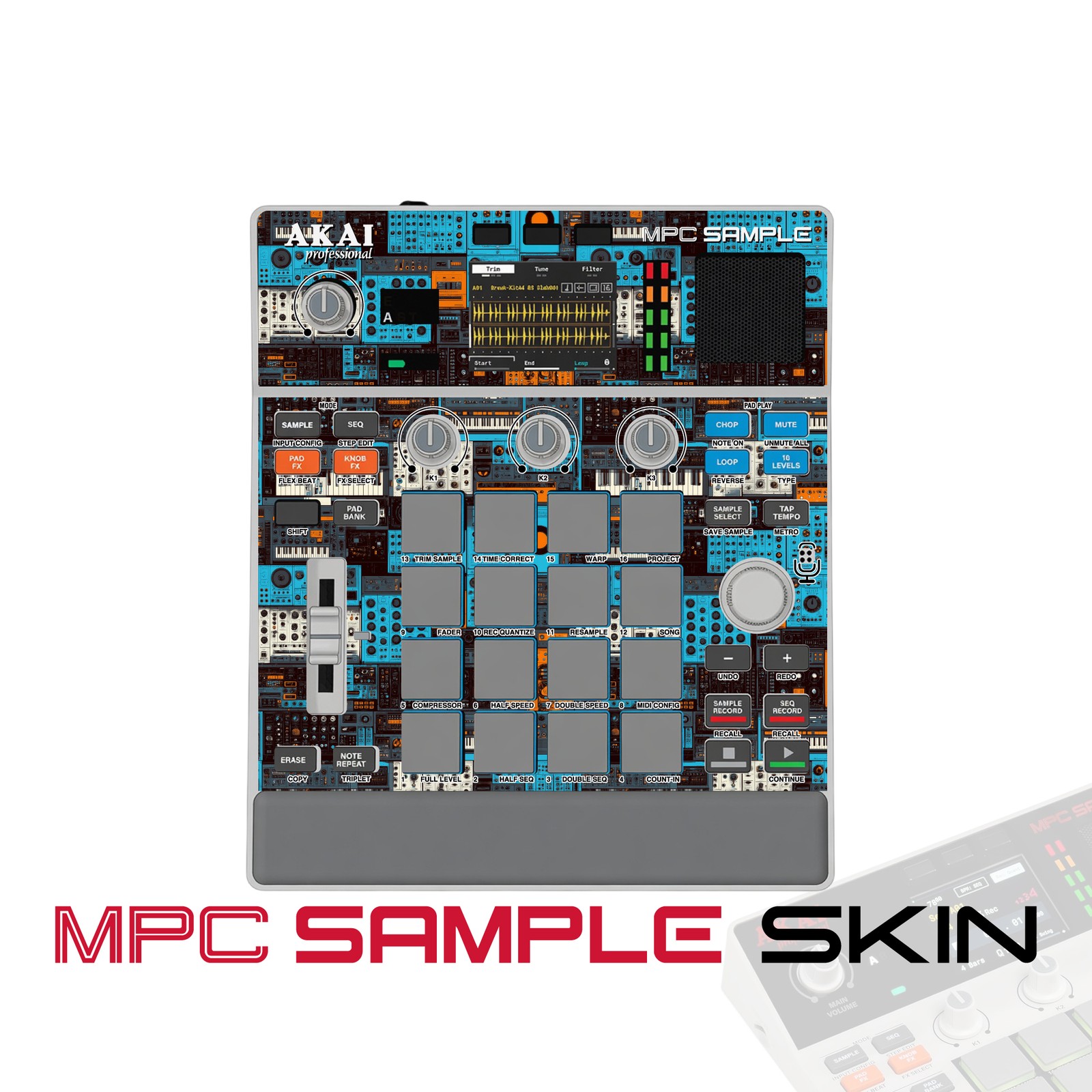 Akai MPC Sample Skin / turquoise circuitry blaze