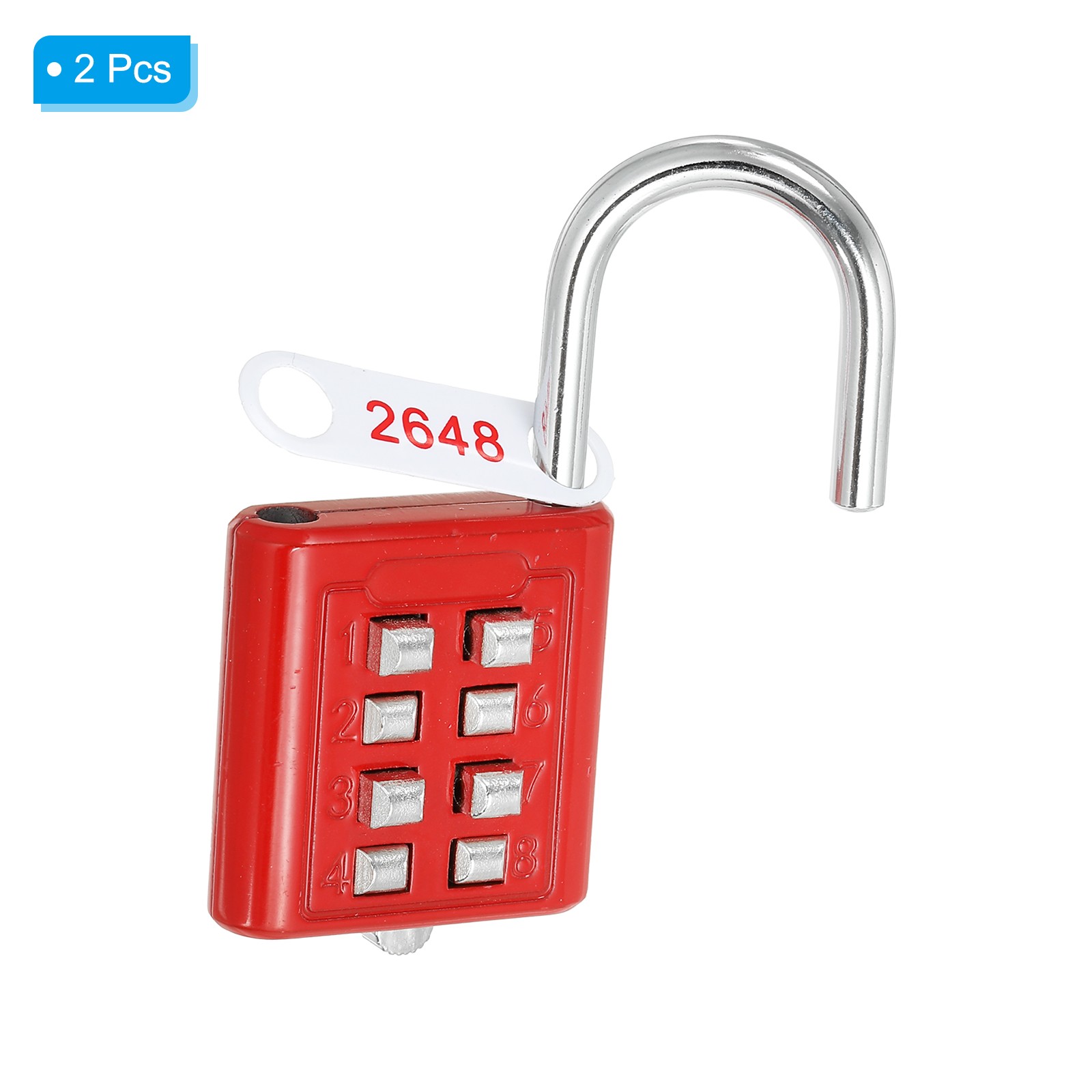 8 Digit Button Combination Padlock 2pack 4 Digit Locking Mechanism Lock Red