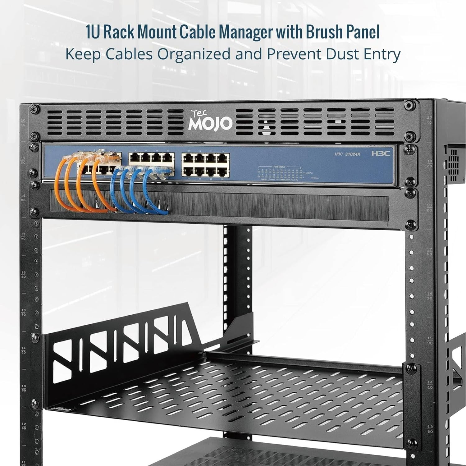 1U Rack Mount Cable Management Panel with Brush,Rack Brush Panel for 19 Inch Ser