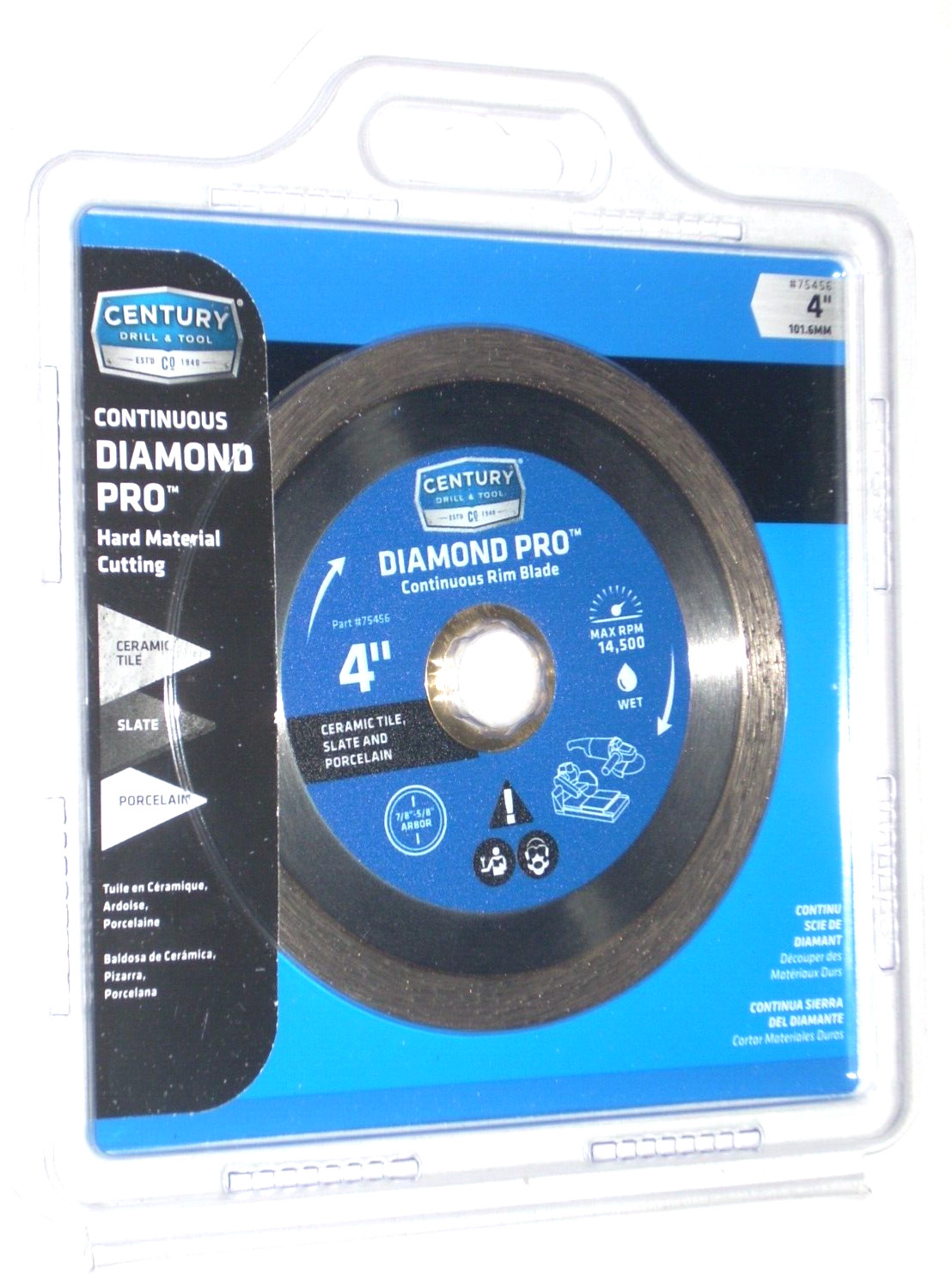 Century Continuous Rim Diamond Blade 4 x 5/8-7/8 Tile Slate Porcelain - 75456