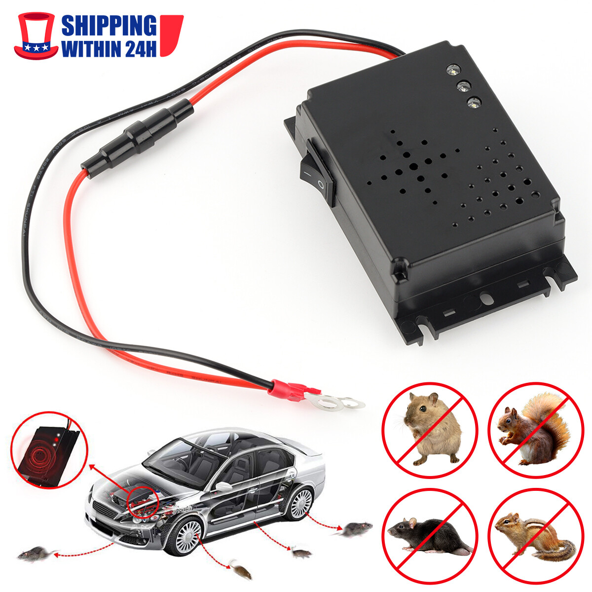 Car Ultrasonic Mouse Repeller Vehicle Rat Rodent Pest Animal Deterrent Repellent