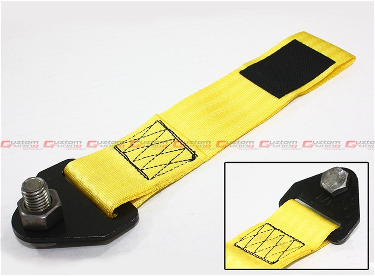 YELLOW RACING TRACK DAY HEAVY DUTY UNIVERSAL TOW TOWING STRAP RATED AT 10,000 LB