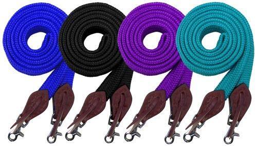 Showman 8' Flat Polyester Roping/Barrel Reins w/ Scissor Snap Ends