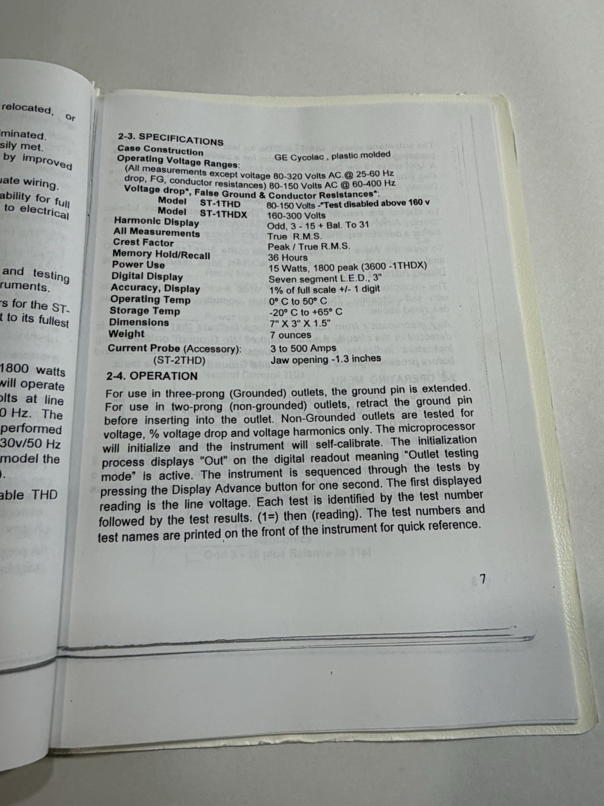 SureTest ST-1THD Digital Wiring / Harmonic Analyzer User Guide Manual Booklet