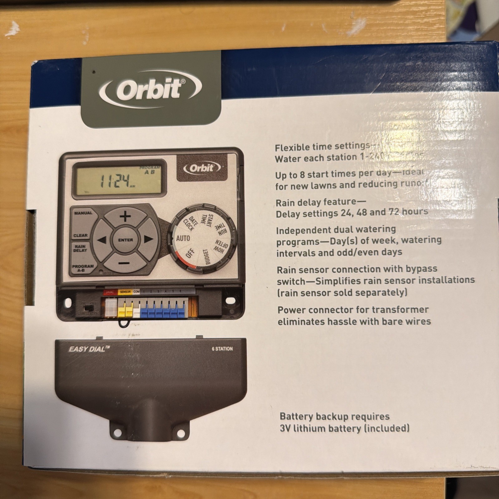 ORBIT 6 Station Sprinkler Control Center Easy Dial Lawn Program Timer 57596