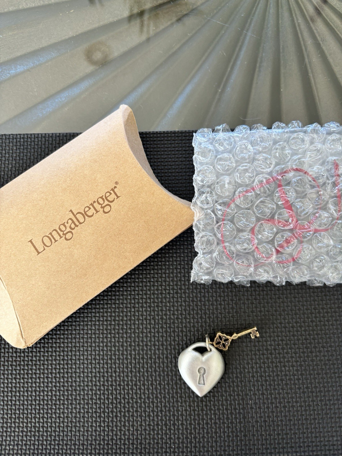 New Longaberger Key To My Heart Tie-On Pewter #28003