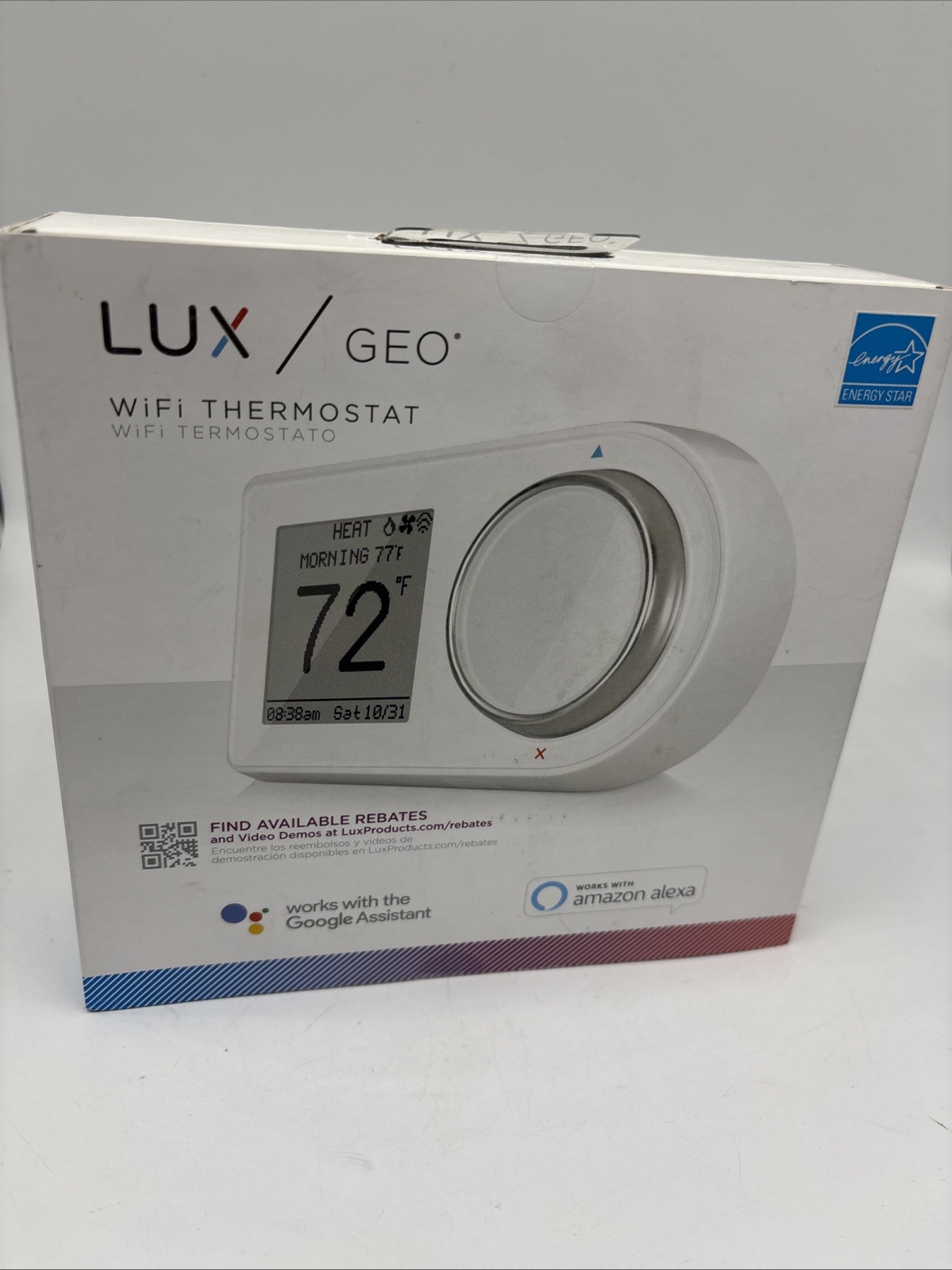 Lux GEO-WH Wi-Fi Thermostat White New Sealed