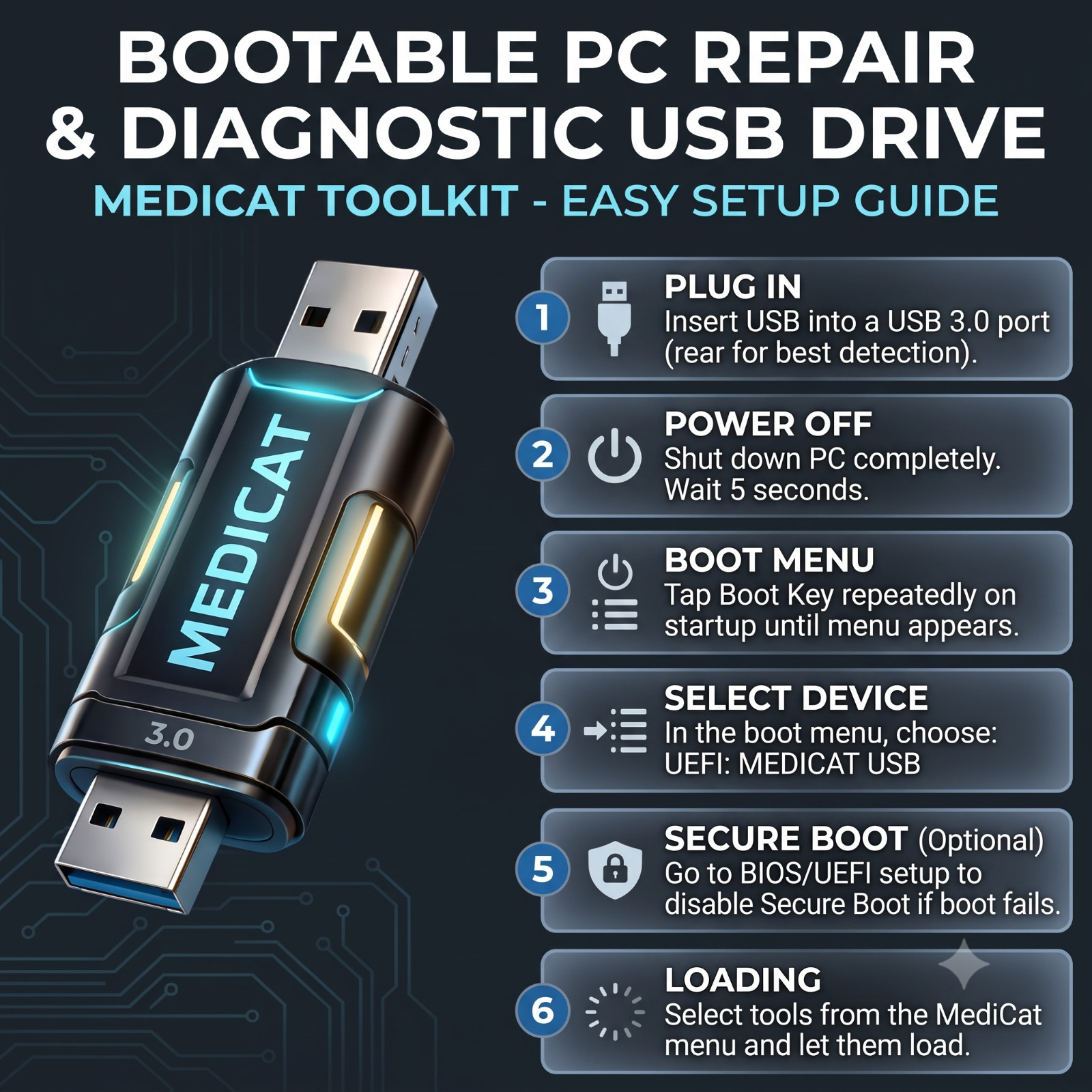 🔥MediCat PC Recovery Tool💻USB or DVD🔧Computer Diagnostic Bootable Data Repair