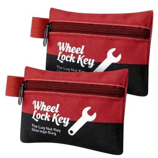 2Pack Wheel Lock Key Storage Pouch with Zipper() | Canvas Wheel Lock Key Red