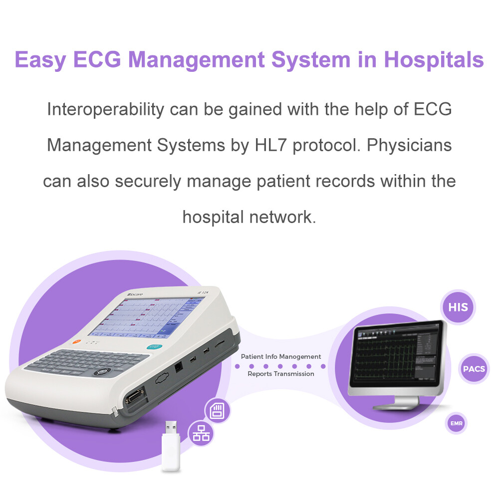12 channel ECG Machine with interpretation for advisory diagnosis FDA approved