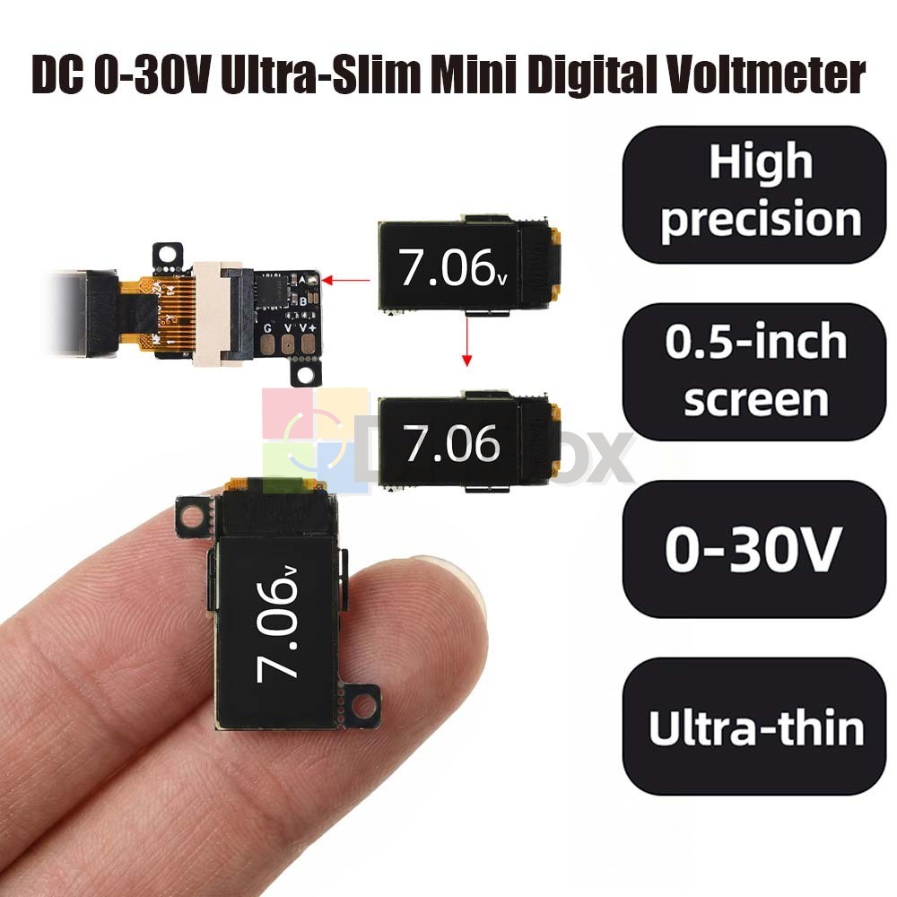 DC 0-30V Ultra Thin Mini OLED Digital Voltmeter 12Bit ADC High Precision Voltage