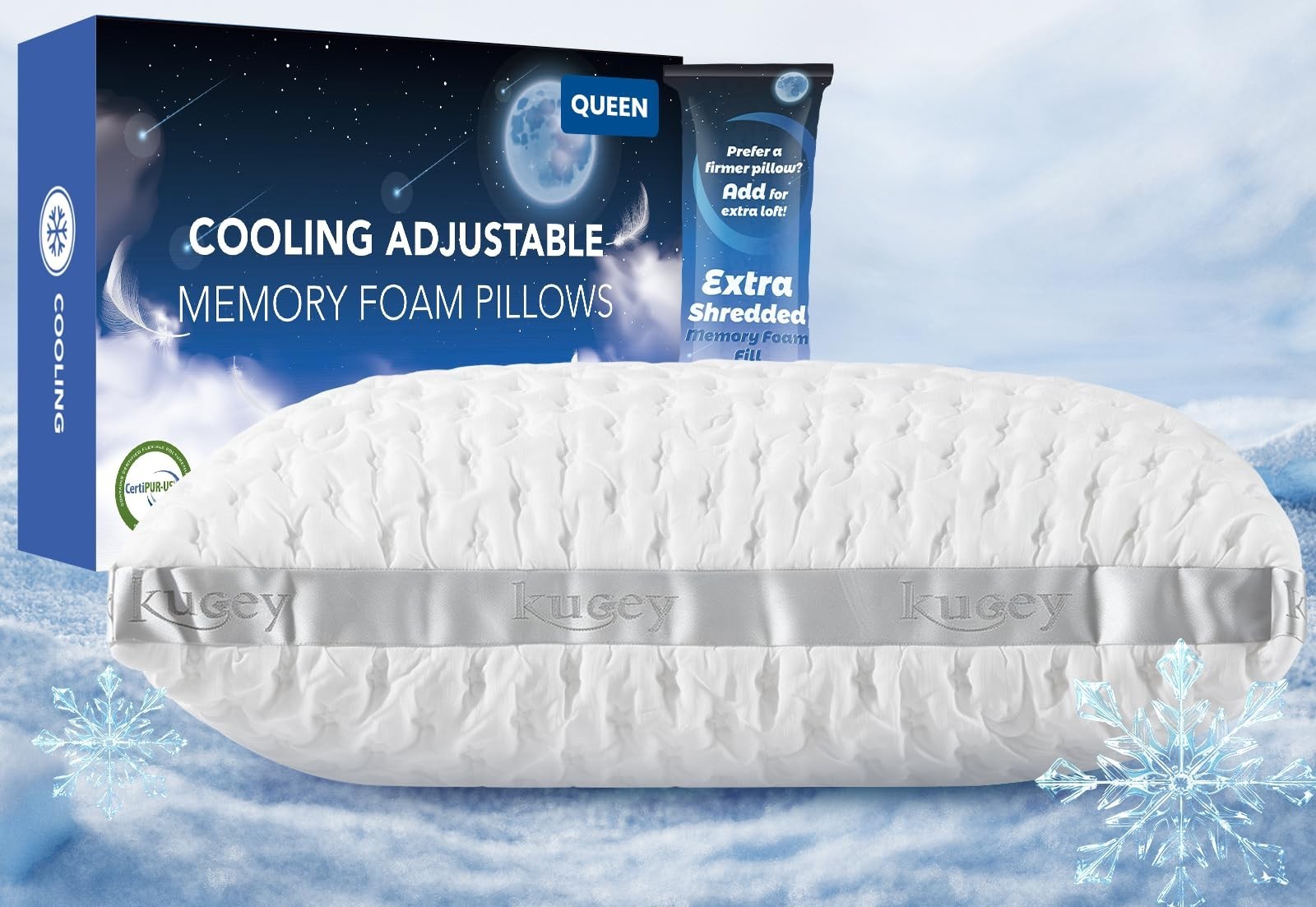 KUCEY Luxury Cooling Side Sleeper Pillow Neck And Shoulder Pain, Medium Firm