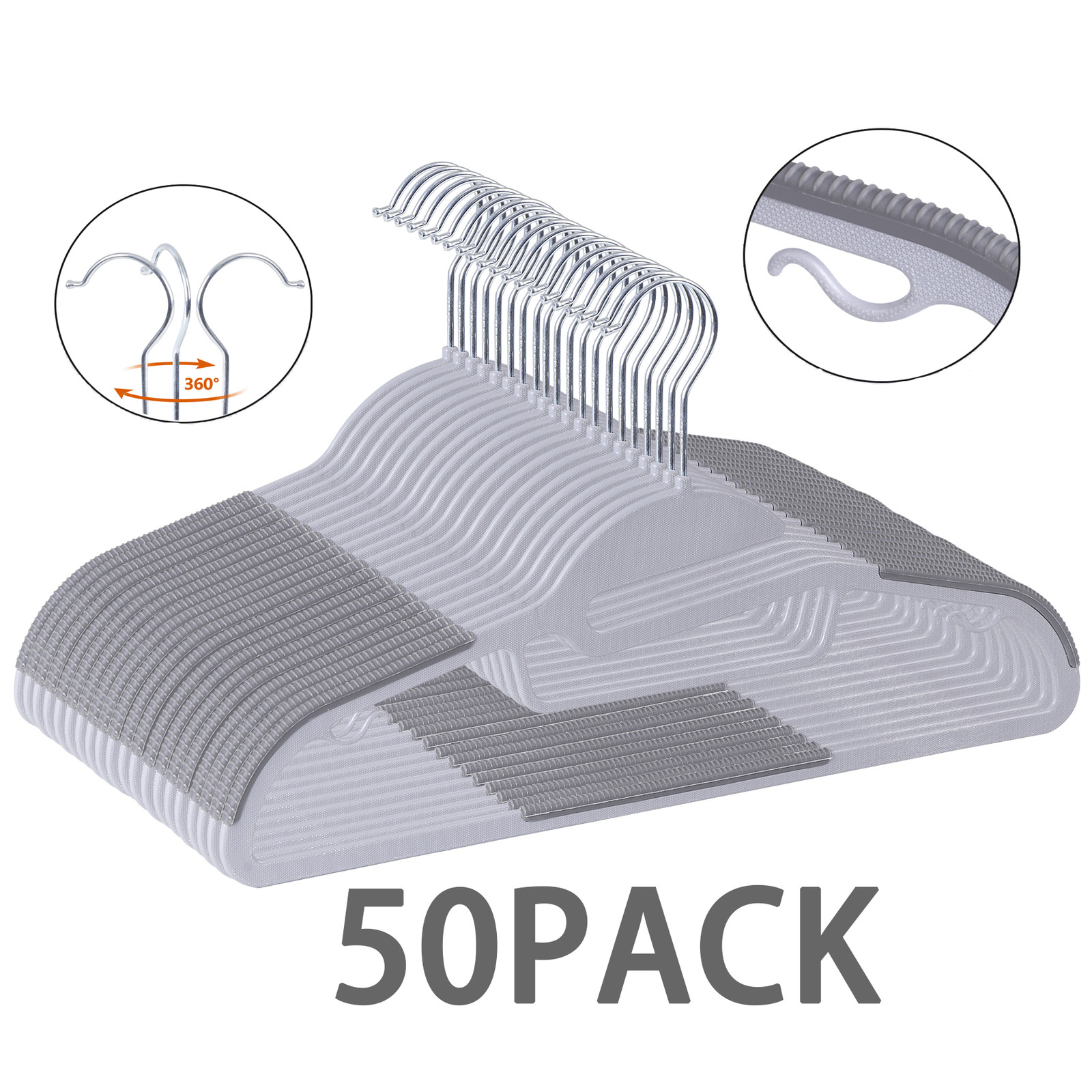 50PCS Plastic Hangers Premium Non-Slip Flocked Clothes Hangers Suit/Shirt/Pants