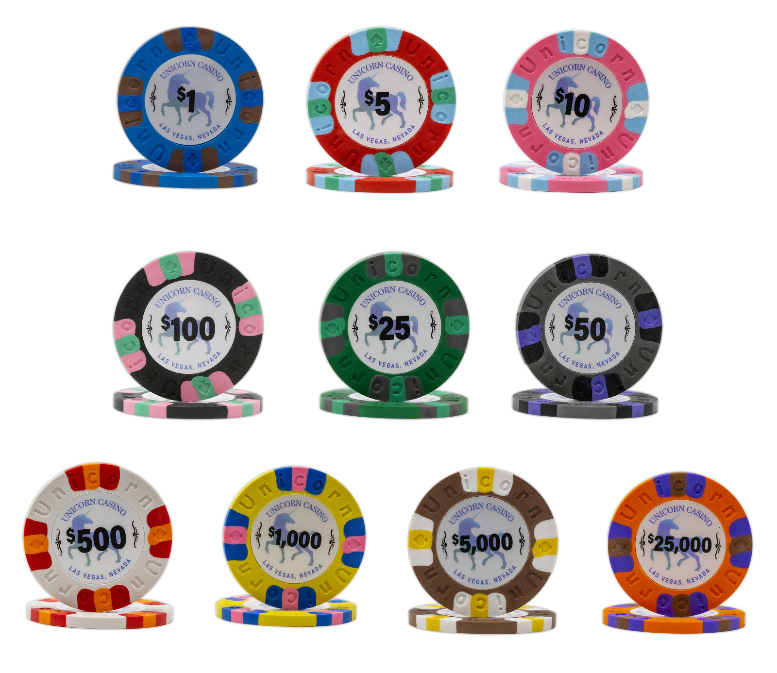 50 Da Vinci Unicorn Casino All Clay Poker Chips -Choose Color & Denomination
