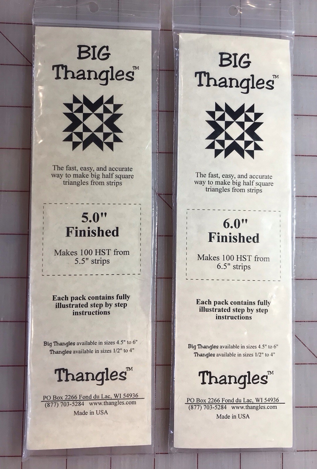 “Big Thangles” Half Square Triangle Strips to make 5” and 6” Finished HSTs
