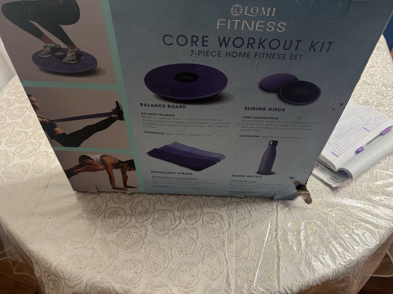 Lomi Fitness Core Workout Kit 7-Piece Core Set Non-Slip 360° Rotate Purple
