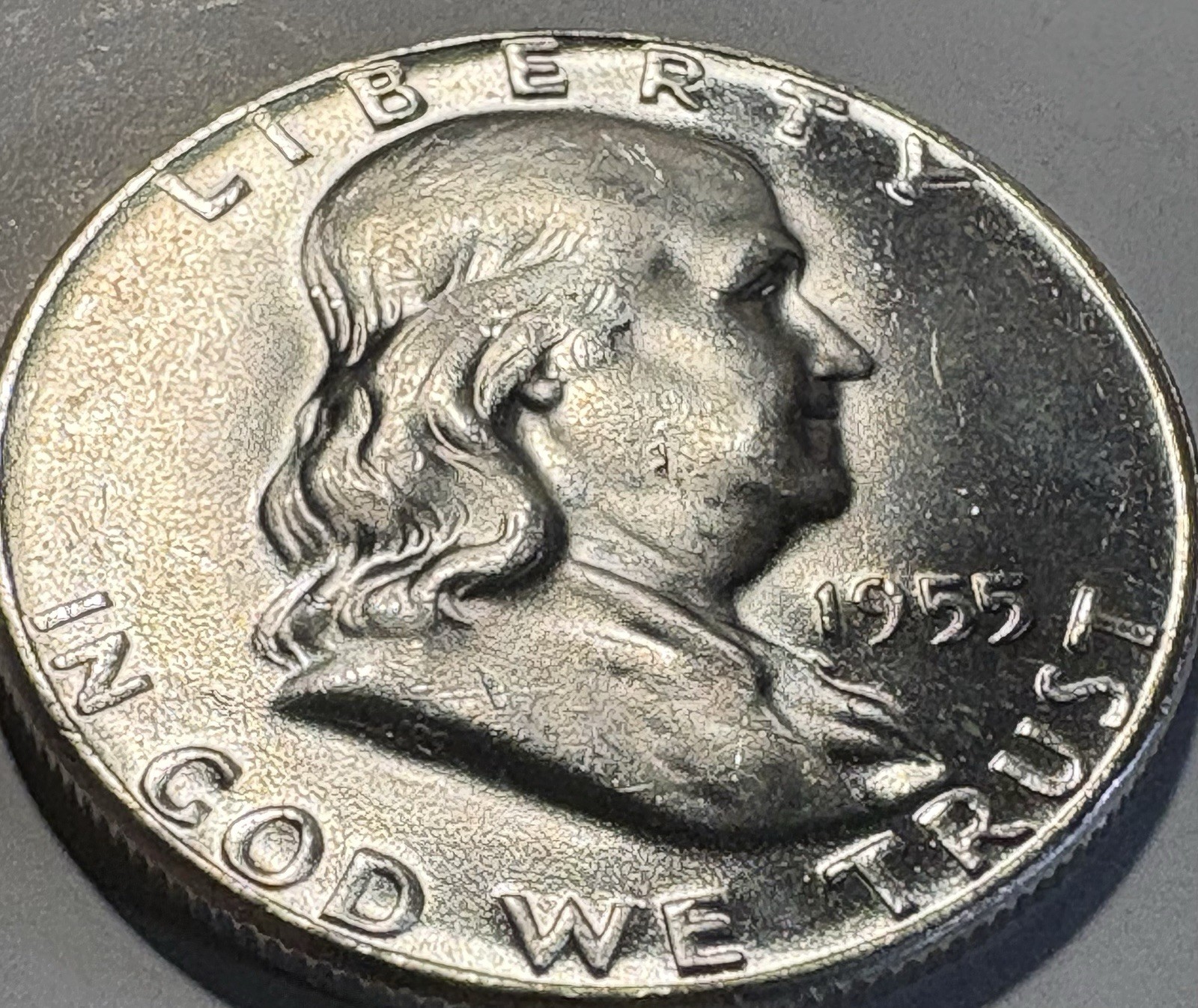 1955 (P) Franklin Half Dollar 50c 90% Silver BRILLIANT UNCIRCULATED BU .900 Fine
