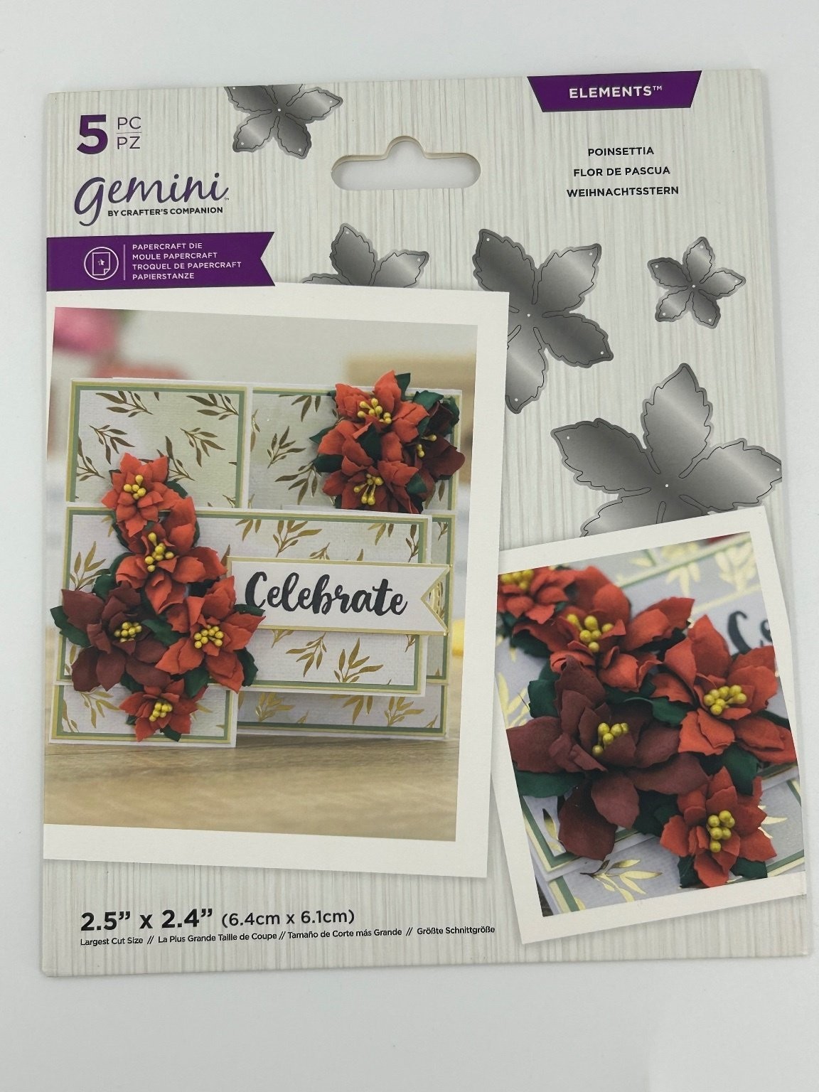 Gemini Elements Poinsettia 5 PC Metal Dies Crafter's Companion Scrapbooking
